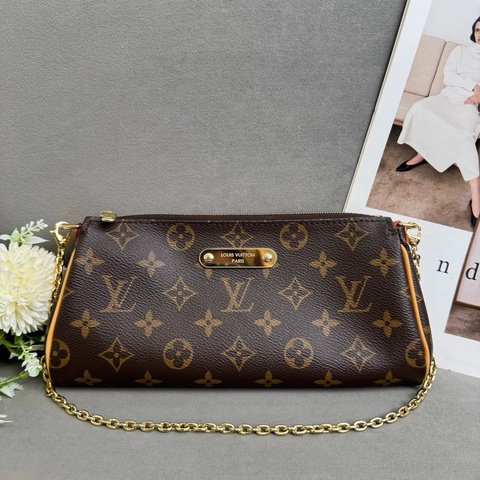 LV 路易威登 Eva 經典老花腋下單肩斜挎包 芯片款