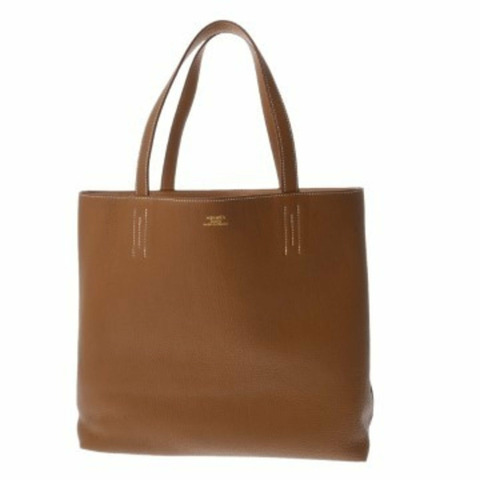 愛馬仕 Double Sens Tote 45 Tabac Camel Arzan 女士 Taurillon Clemence 包 A 級二手 Ginzo