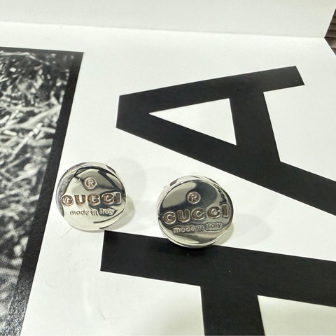 古馳GUCCI 925純銀 耳環 圓形LOGO款