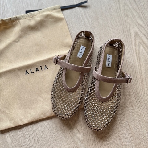 Alaia 超閃✨水鑽漁網鞋 裸粉色 38號