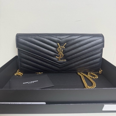YSL魚子醬黑金信封WOC / 鏈條信封錢包