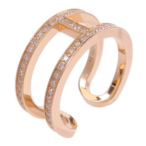 HERMES 18K玫瑰金Ever Chaine d'ancre Ring鑽石戒指