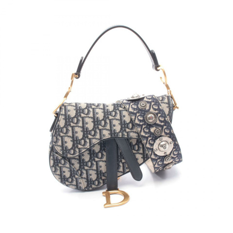 Christian Dior 迷你馬鞍包 Oblique 提花單背包帆布二手