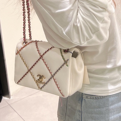 香奈兒 Chanel 21P COCO RIO里約鏈條包 白色小羊皮