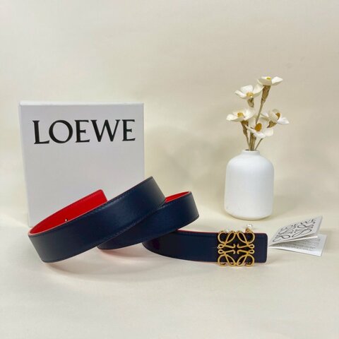 LOEWE 光滑小牛皮雙面皮帶 30MM  85公分
