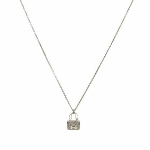 HERMES AmulettesConstance康康項鏈滿鑽新扣18K白金/鑽石