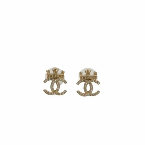 CHANEL 合金22V雙C皇冠耳環