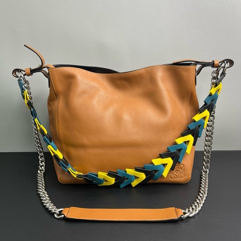 Loewe 罗意威 金棕色秀款鱼骨链水桶包斜挎