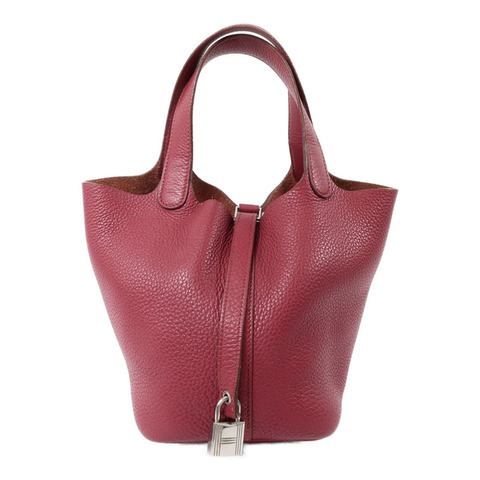 HERMES Clemence皮革Picotin PM手挽袋Rubis