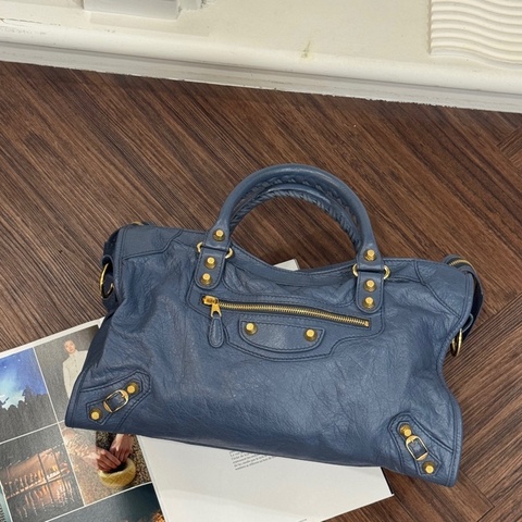 BALENCIAGA 281770  藍金機車包