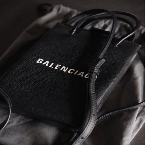 Balenciaga Shopping Phone Holder Bag 黑色 牛皮 手機包 斜背包 小廢包