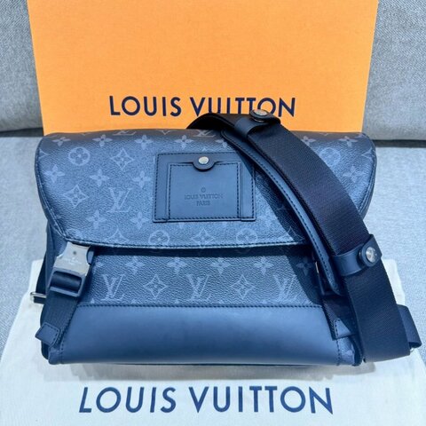 LouisVuitton PM 郵差包 黑色老花 晶片款