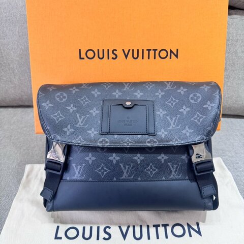 LouisVuitton PM 郵差包 黑色老花 晶片款