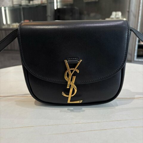 YSL KAIA 小款滑面牛皮馬鞍包(黑色)