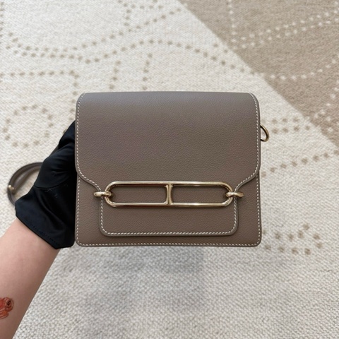 Hermes 愛馬仕 豬鼻子19斜挎包 大象灰 淡金扣ec皮
