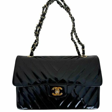 Chanel 雙C扣黑金鏈條包CF