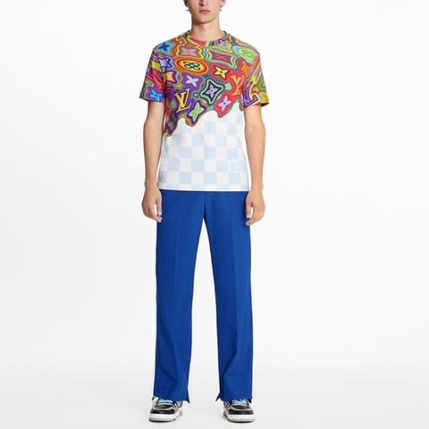 Louis Vuitton LV 短袖tee T shirt 方格 彩色溶解Logo 彩色