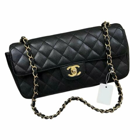 CHANEL黑金雙C扣魚子醬法規鏈條包