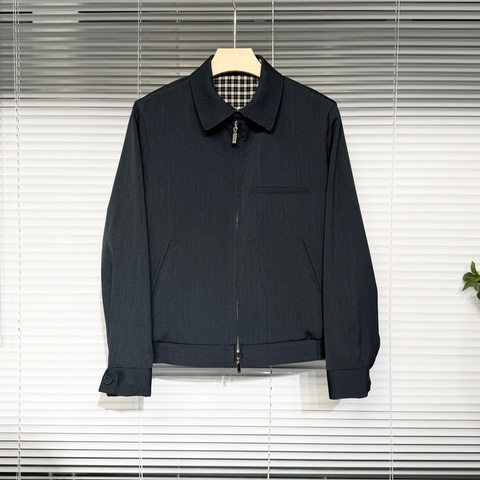 DIOR 迪奧 雙面穿 飛行員jacket 外套 25新款 格紋 綿羊毛 深藍色