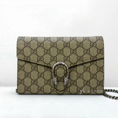 A13323-GUCCI Dionysus 老花復古銀釦下蓋woc鏈包401231