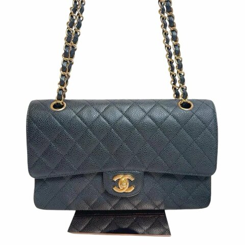 CHANEL 黑金雙C扣鏈條包CF