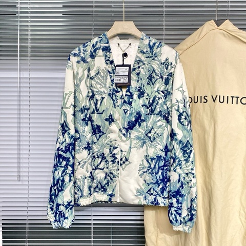 Louis Vuitton LV 稀有外套jacket 珊瑚海草 亮片滿印 V領 桑蠶絲