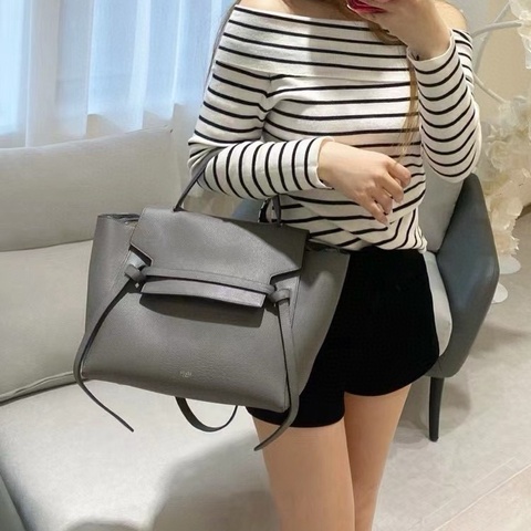 ✨Celine｜經典belt mini鯰魚包｜最受歡迎大象灰金扣｜98新