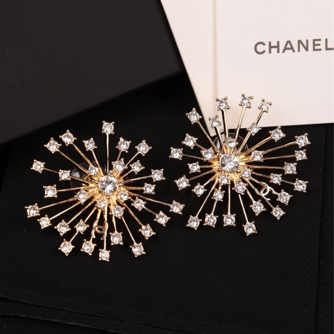 Chanel 26S金色莱茵石烟花耳钉
