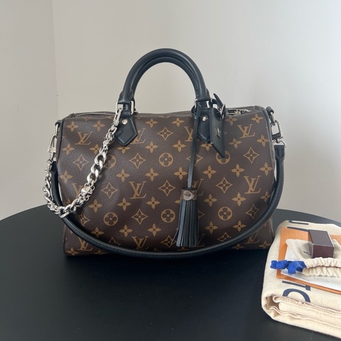 Louis Vuitton路易威登Lv speedy soft 30手提包單肩包斜挎包，銀扣 芯片款，