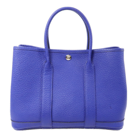 HERMES Neonda皮革Garden Party TPM手挽袋Bleu Electrique