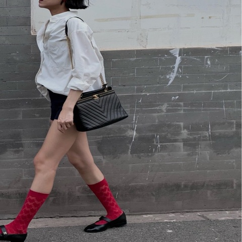 Chanel A91848 CHEVRON V型絎縫 STITCH金釦小型購物包