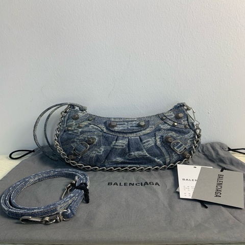 Balenciaga巴黎世家 Le Cagole mini鏈條 牛仔丹寧 腋下包 機車包