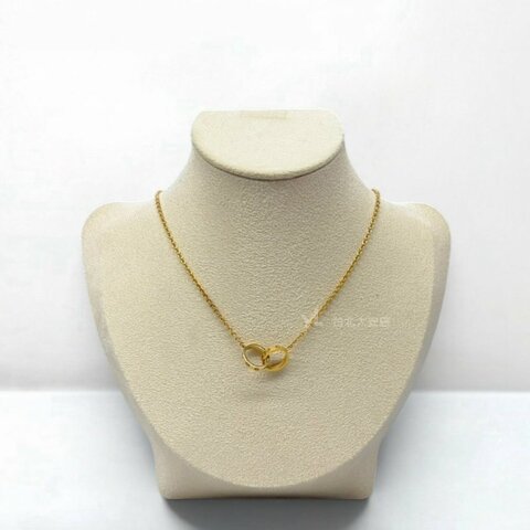 A13330-CARTIER LOVE 18K金色雙環項鍊B7212400