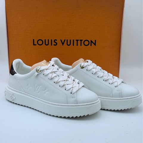 路易威登/LOUIS VUITTON Time Out 低幫時尚板鞋 白色配色 厚底增高 39.5碼
