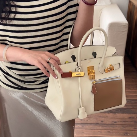 【港星同款限量版👩🏻✨撿漏價獲得🥰】愛馬仕 Hermes Birkin 30 color matic 奶油白 6拼色 Swift皮