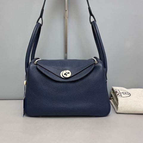 Hermes愛馬仕 Lindy26 藍色銀扣 全皮 手提單肩包 尺寸 26×17×13 附件 塵袋 框M刻