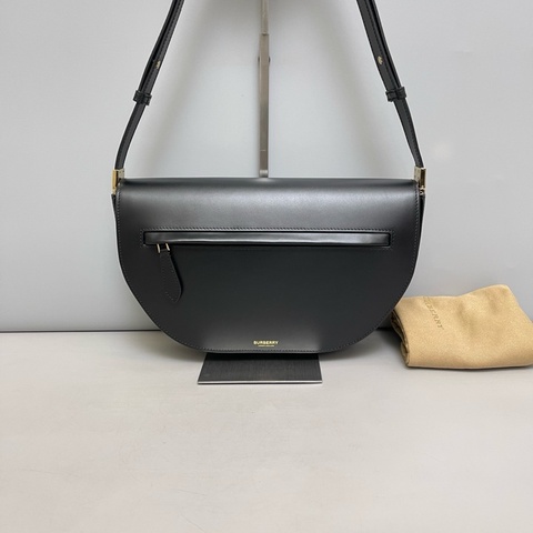 Burberry巴寶莉 Olympia 黑色全皮 單肩斜挎包