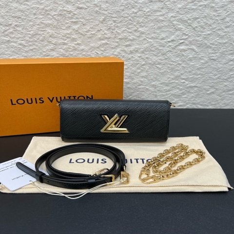 Lv 路易威登Pochette Twist West Epi 新款水波紋黑金