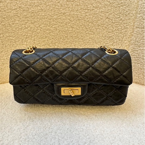 CHANEL/香奈兒 斜挎包 2.55 口蓋包 復古小牛皮 Mini 迷你晶片款 20*15.5 黑色