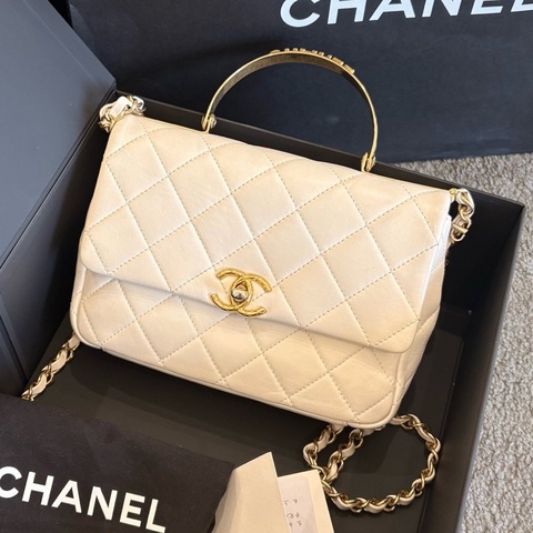 Chanel香奈兒 水鑽字母金屬手柄白金CF 芯片款 手提斜挎包