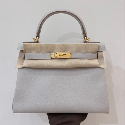 Hermes kelly 28 /kl28 80珍珠灰 金扣 evercolor皮 Y刻