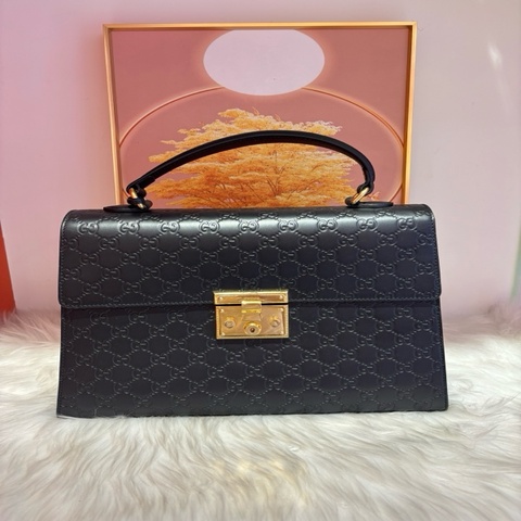 古馳/Gucci  padlock月光寶盒  大號 牛皮壓花金扣女士手提包