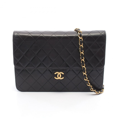 香奈兒 (CHANEL) 絎縫鏈條肩背包，羊皮材質，黑色，二手，女士，金色五金配件，COCO