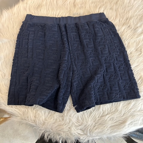 Fendi 深藍色 緹花絨紋 休閒短褲 44碼