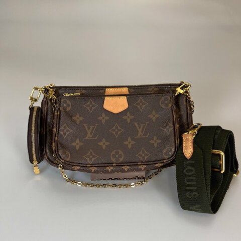 LV M44813 綠背帶老花五合一包