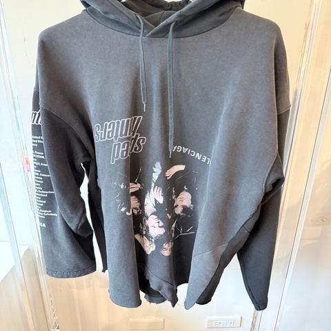 Balenciaga✨Speed Hunters系列顛倒樂團做舊水洗破壞長袖連帽上衣T #1碼