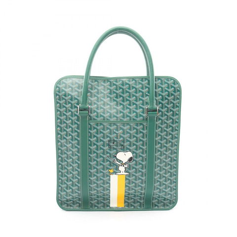 GOYARD GOYARD × SNOOPY 勃根地紅手提包 PVC塗層帆布皮革 綠色 二手 女士