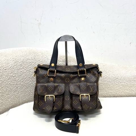路易威登/Louis Vuitton 經典款曼哈頓手提包 單肩包斜挎包 金扣 附件：肩帶
