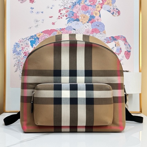 BURBERRY 巴寶莉 棕色格紋休閒包 雙肩包 經典vintage格紋