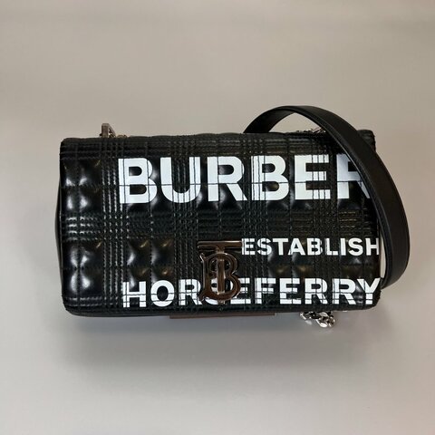 BURBERRY 黑銀Lola掀蓋側肩包